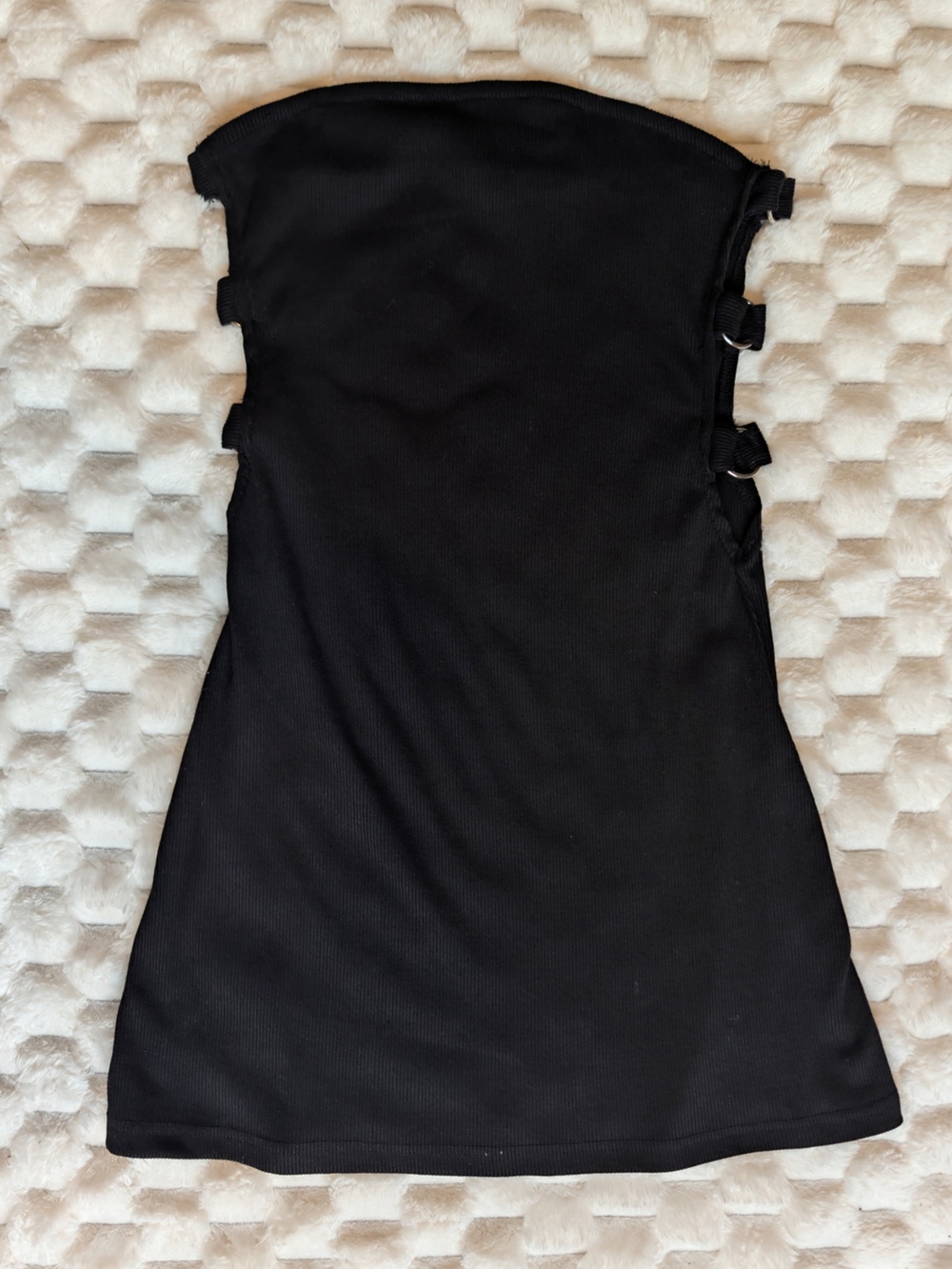 Clubwear Black Ribbed O-Ring Side Cut Out Bodycon Mini Dress Size XS 2